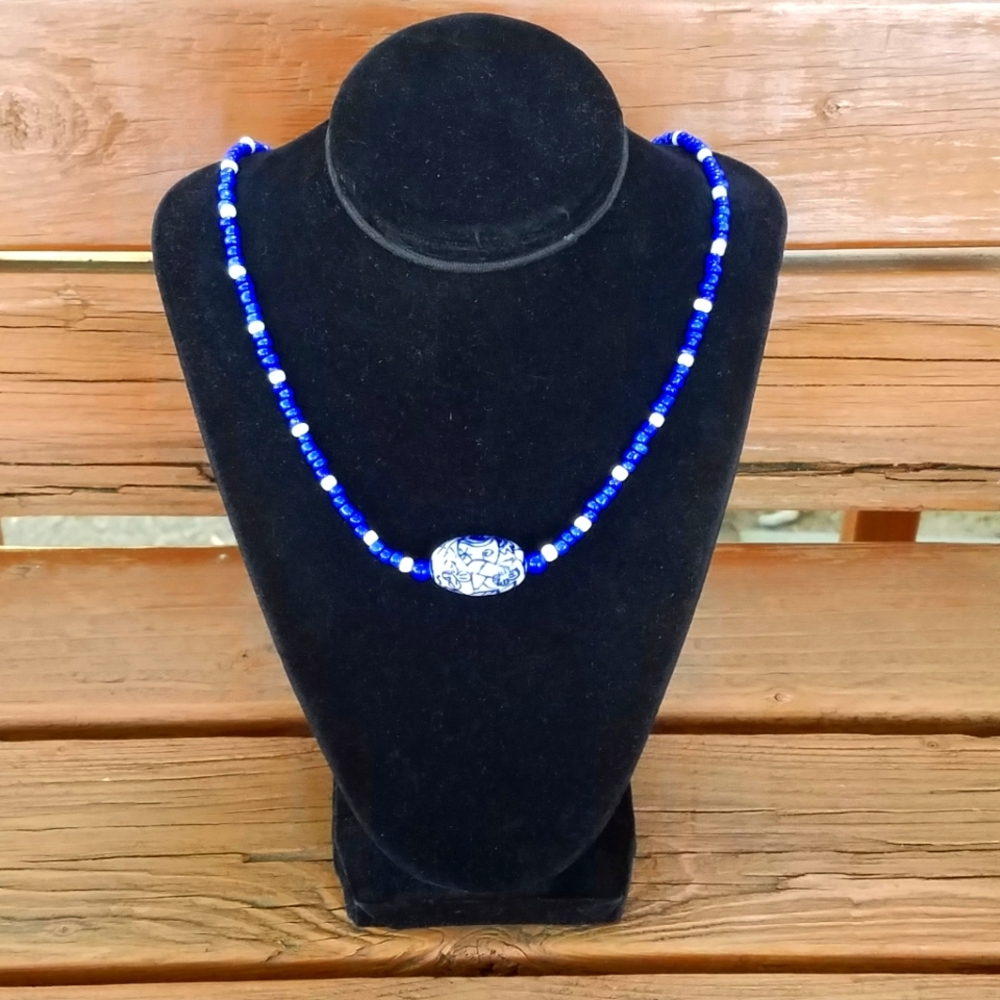 Blue & White Chinoiserie Necklace